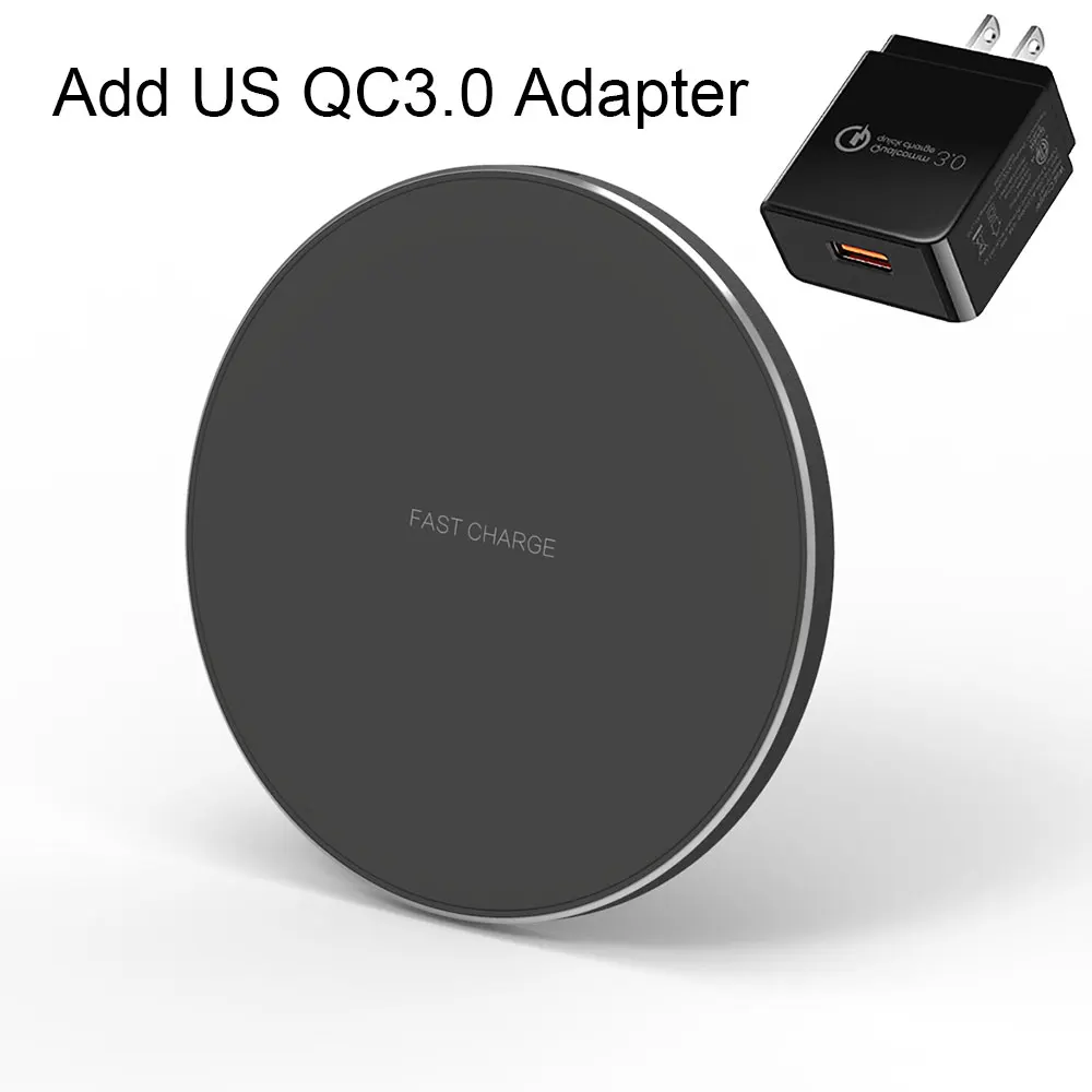 Add US QC3.0 Adapter Беспроводное зарядное устройство 15 Вт для samsung Galaxy Note 10 S10 Plus Xiaomi mi 9 mi 9 huawei iPhone XR X XS Max Быстрая зарядка без QI - Цвет: Add US QC3.0 Adapter