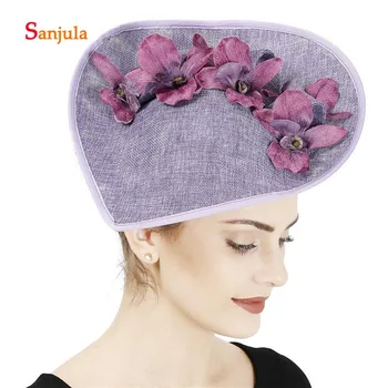 

Light Purple Fascinators Women Hats 2020 Handmade Flowers Gorgeous Bridal Headwear Linen Hats accesorios de boda H398