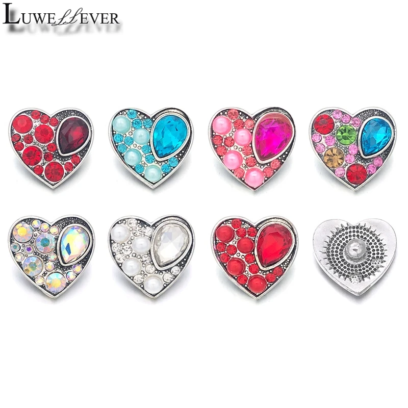 

Hot Heart w063 Crystal 3D 18mm Metal Snap Button For Bracelet Necklace Interchangeable Jewelry Women Accessorie Findings