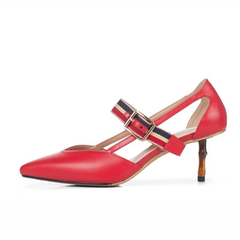 

Plus Size 43 Summer Genuine Leather High Heels Sandals Women Designer Thin Heel Pointed Toe Retro Sandals Ladies Office Pumps