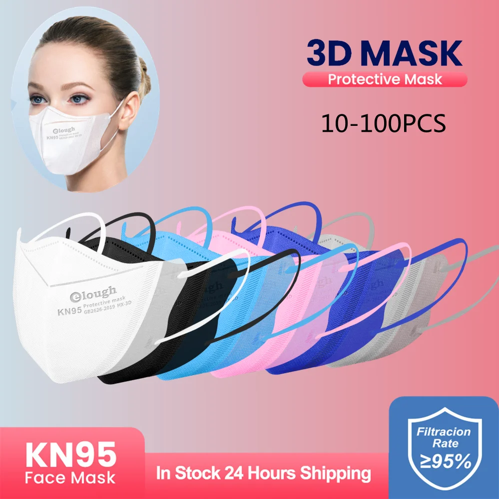 Elough ffp2mask colores mascarillas fpp2 homologada KN95 Masks 4 layer Mask 3D Face Reusable mascara ffpp2 | Красота и здоровье