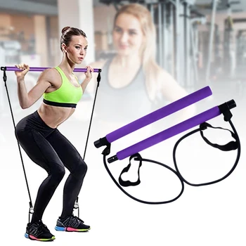 

Yoga Pilates Bar Kit Exercise Resistance Band Muscle Training Bar Pilates Stick Portable for Home Travel Workout XR-Hot
