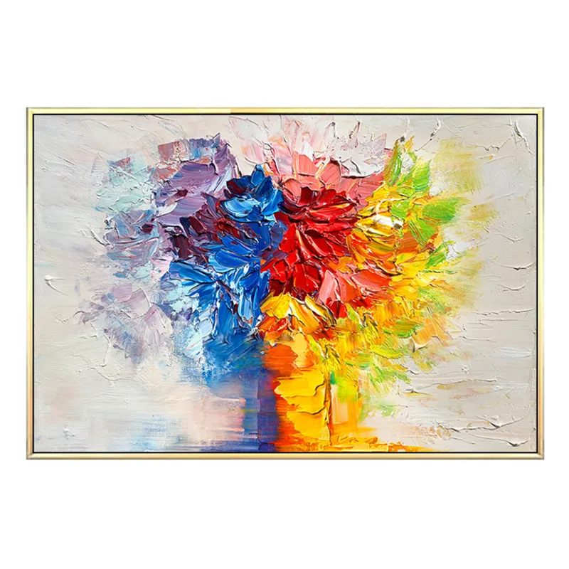 

100% Hand Painted Abstract Flowers Art Oil Painting On Canvas Wall Art Wall Adornment Pictures Painting For Live Room Home Decor