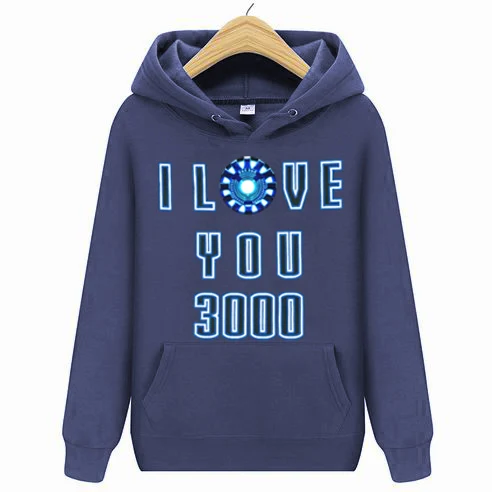 Тёмно-синий I love you 3000 толстовки с капюшоном, толстовки для мужчин и женщин - Цвет: Тёмно-синий
