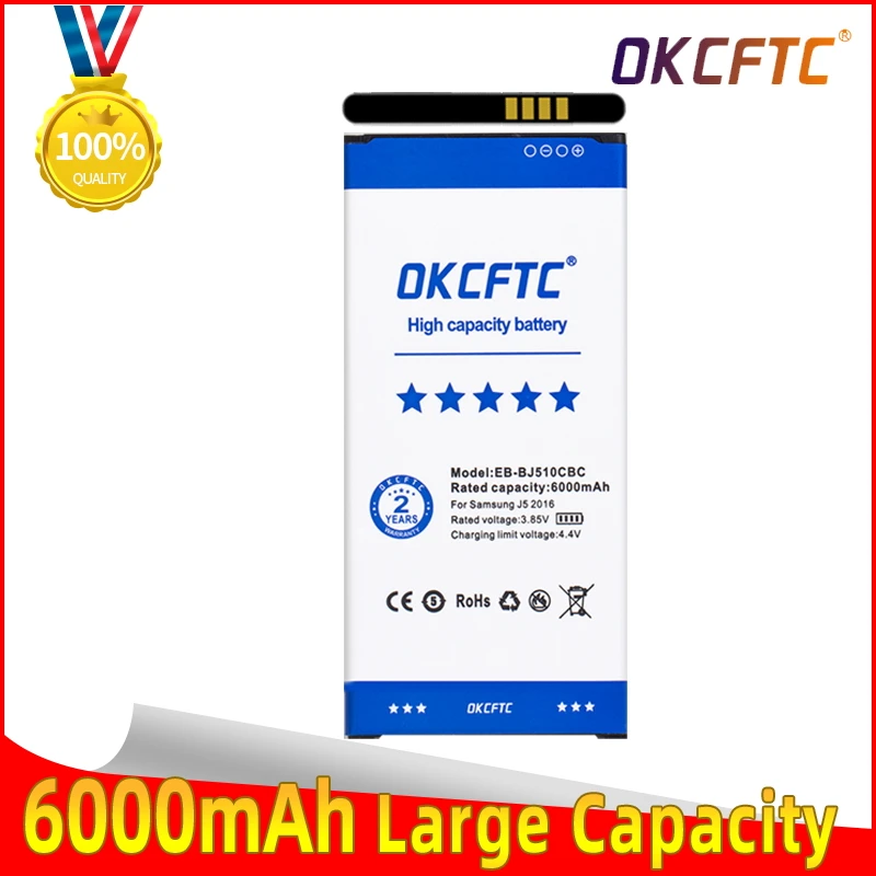 

OKCFTC Orginal EB-BJ510CBC 6000mAh Battery For Samsung Galaxy J5 2016 Edition J5 2016 J510 J510FN J510F j5108 j5109