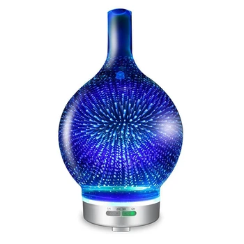 

3D Aromatherapy Machine Humidifier Colorful Glass Aromatherapy Lamp Ultrasonic Essential Oil Diffuser Incense Diffuser EU Plug