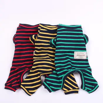 

Dog Pet JumpSuit Shirt 100% Cotton Tracksuit Cat Puppy Striped Pajamas Pants T-Shirt 5 Sizes 3 Colours