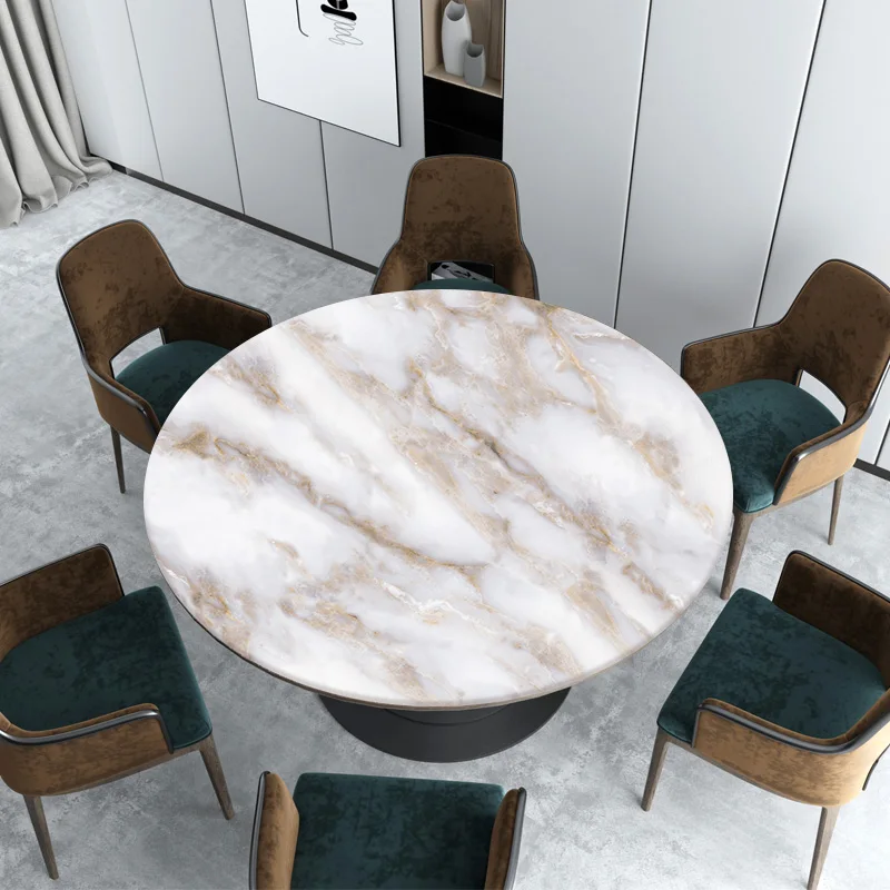 Nordic white marble Round tablecloth pvc soft glass waterproof oil-proof table mat party wedding de