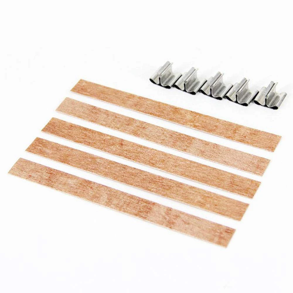 100Pcs 13X130mm Natural Wood Candle Wicks with Sustainer Tab DIY Candle Making Supplies Soy Parffin Wax Wick for Family