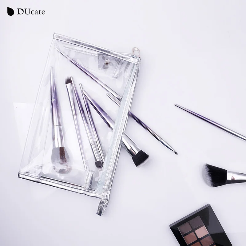 Brushes and Bag DUcare 9 шт. набор кистей для макияжа, пудра, тени для век, тональный крем, кисть для бровей, косметические кисти для макияжа - Handle Color: Brushes and Bag