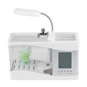 

New Fish Tank Multifunctional USB Rechargeable Mini Fish Tank Aquarium Fish Tanks With Clock Function LED Light Dropshipping