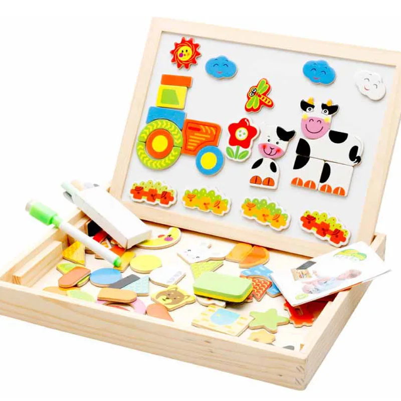 Доска для рисования netic Puzzle Double Easel Kid деревянная игрушка Sketchpad подарок детям