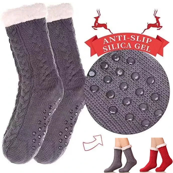 

Women Warm Autumn Winter Cotton Wool Floor Non-slip Soft Girl Fluffy Keep Thicken Female Folding Ankle Ultra Plush Slipper Socks
