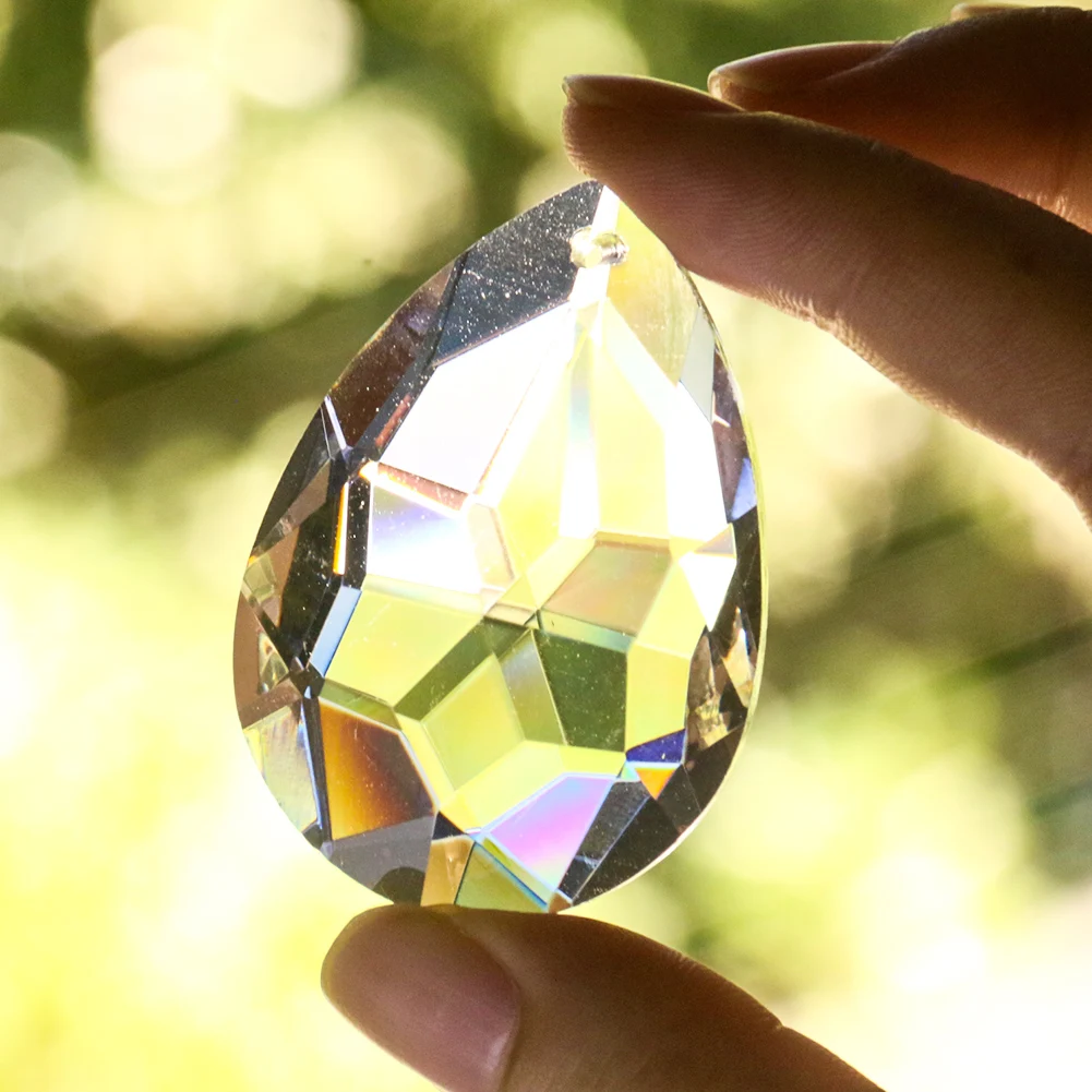 38/50mm Clear Crystal Drops Chandelier Prisms Sun Catcher Lamp Parts Bead Curtain Pendant Christmas Decoration Hanging