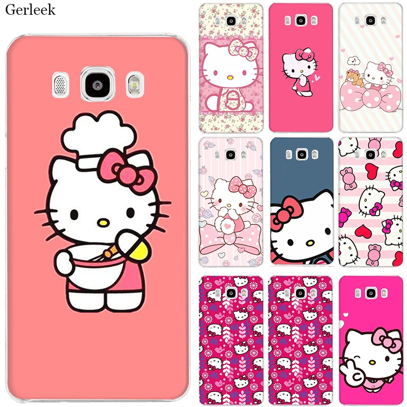 

Mobile Phone Case For Samsung Galaxy J1 J2 J3 J5 J6 J7 Hard Cover Hello Kitty Cute Shell Protection
