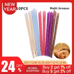 10pcs Ear Candles Wax Remover Horn Earplug Tray Round Aromatherapy Ear Cleaner For Indiana Fragrance Massage Relaxation
