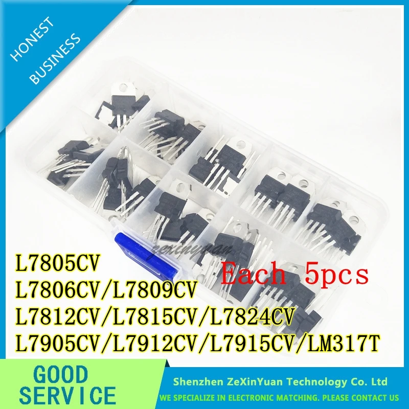 50 шт./лот L7805CV L7806CV L7809CV L7812CV L7815CV L7824CV L7905CV L7912CV L7915CV LMT 5 шт. * 10 значений регулятор