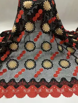 

New arrival guipure lace fabric embroiderey french african cord lace with stones high quality nigeria lace fabric 5yards