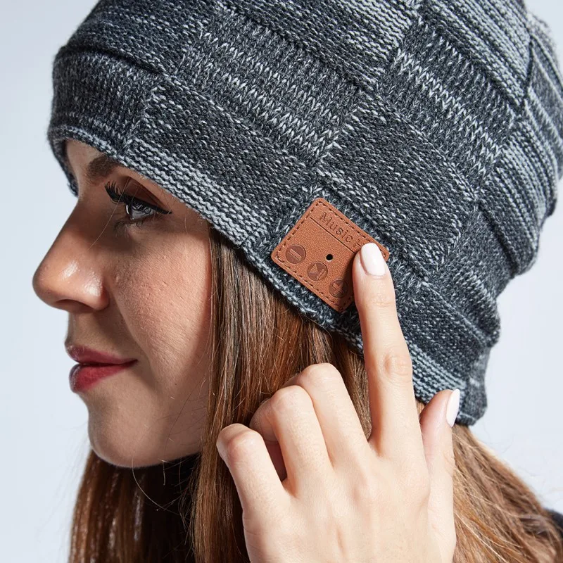 Вязаная шапка для Bluetooth V5.0, съемные bluetooth-стереонаушники, наушники, шапка бини, головной убор