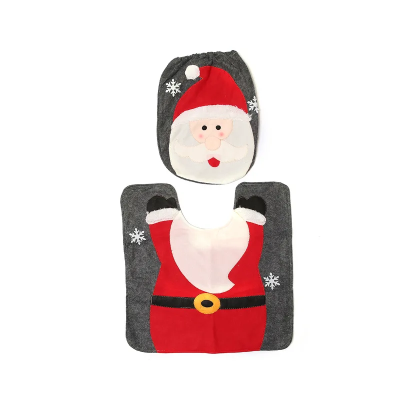 1PC Christmas Ornament Navidad Toilet Lid Cover Cap Santa Claus Red Hat Cover Snowman Xmas Decoration For Home