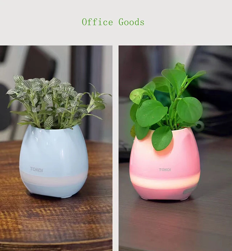 Hot Music LED Flower Pot Speaker Smart Wireless Finger Bluetooth Switch Office Living Room Decoration Home Speaker Desk Touch