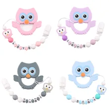 

New Cartoon Pacifier Owl Tooth Glue Chain Set Baby Accessories Nipple Holder Silicone Beads Pacifiers for Children and Cases