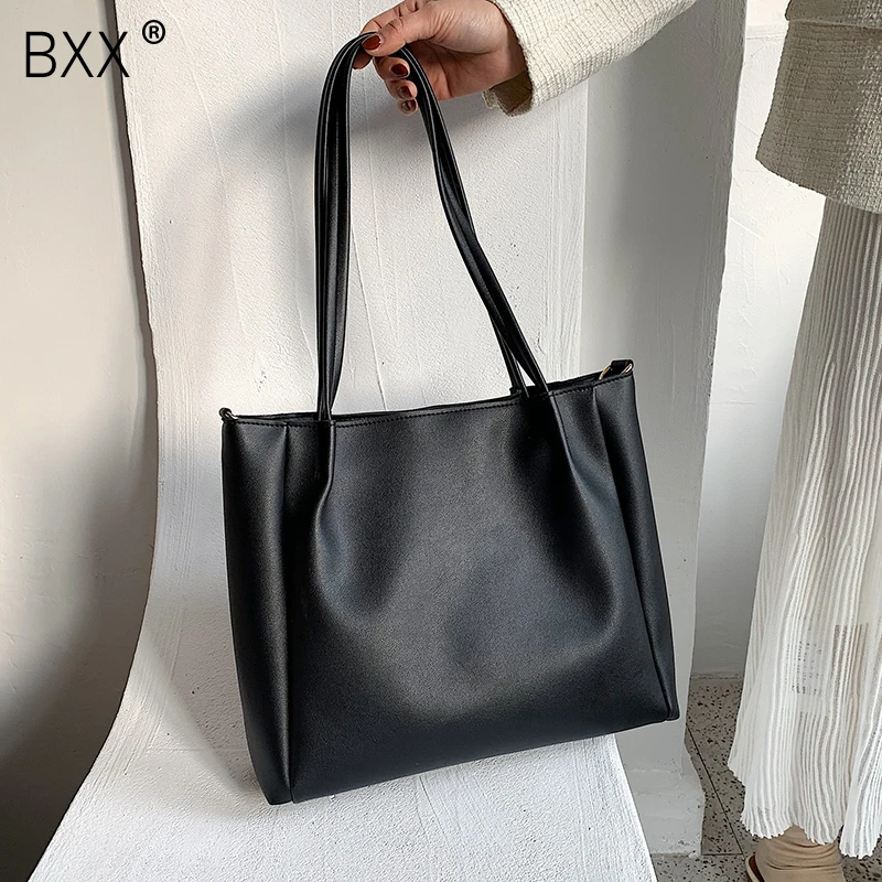 

[BXX] Solid Color Large Capacity PU Leather Crossbody Bags For Women 2020 Simple Messenger Shoulder Bag Female Handbags HK394