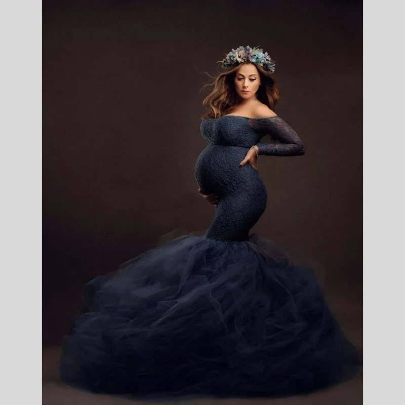 Пряжа беременность платье фотография кружева материнства реквизит для фотосъемки длинный рыбий хвост материнства платья для фотосессии Макси платья