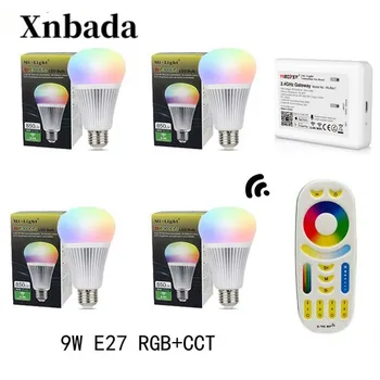 

MiLight 9W Led Lamp E27 RGB+CCT Led Bulb +RGBWW Remote+IBX2 RF Remote WIFI Led Spotlight light Led light AC85-265V Free Shipping