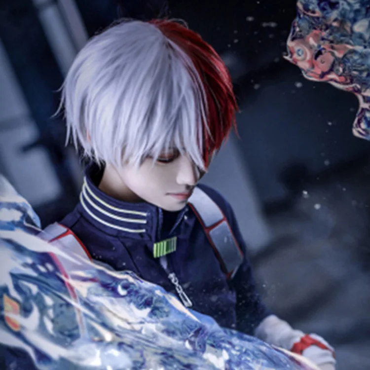 Аниме My Hero Academy cosplay Todoroki Shouto Boku no Hiro Akademia белый и красный парик+ парик колпачок Хэллоуин Макияж костюм для вечеринки