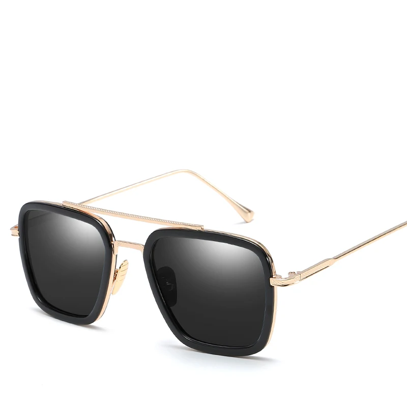 2020 New Fashion Avengers Tony Stark Sunglasses Men Metal Square iron man Glasses Steampunk Sun Glasses Male