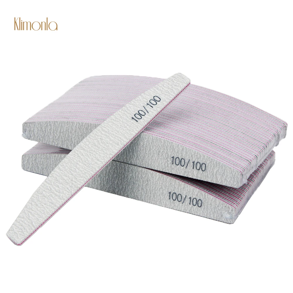 

50Pcs/lot Nail File 100/100 Gray Sandpaper Boat Nail Polishing Files Professional Fingernail Care Pedicure Sanding Salon Tools