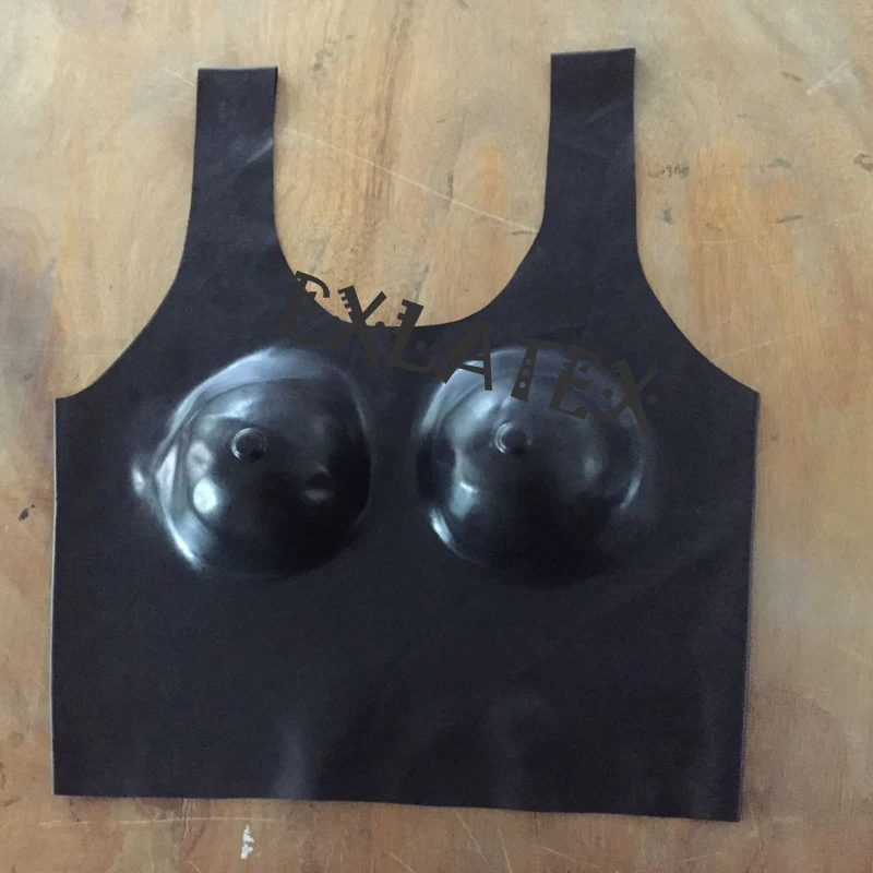

Sexy Lingerie Women Erotic Lingerie Latex Rubber Fetish Bra Top with Nipple Open Cupless Triangle Bra Cup Erotic Underwear