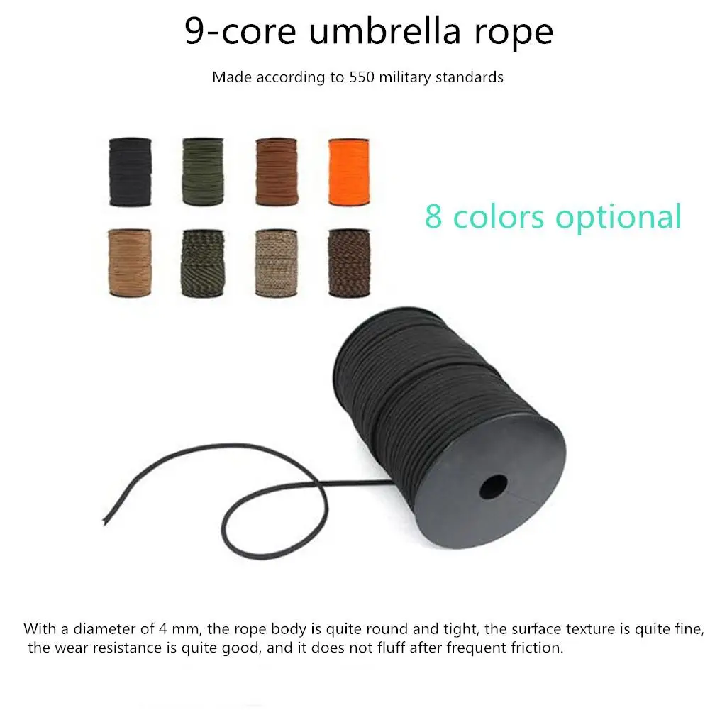 Kuulee Paracord 100M 9 Core Parachute Paracord Rope Camping Emergency Survival Rope parachute cord