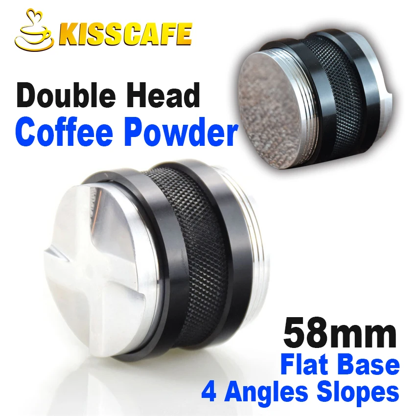 Double Head Coffee Tamper 58mm Aluminum Powder Hammer Convex Base Adjustable Four Leaves Espresso Distribution Tools | Дом и сад