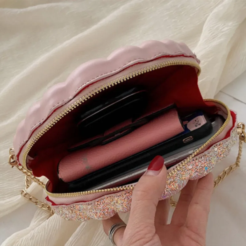 Cute Laser Sequins Small Shell Shoulder Bag Phone Money Pouch