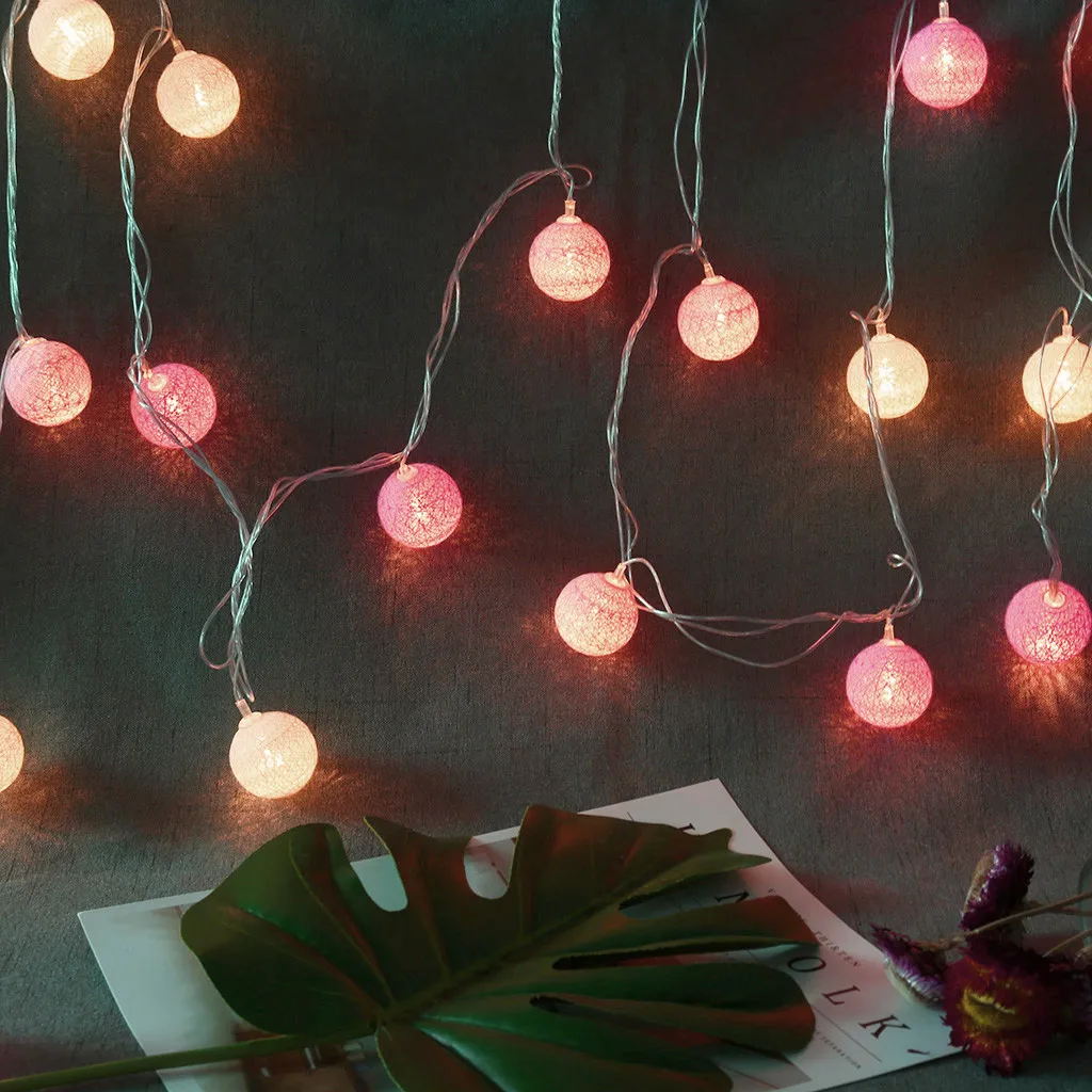 20 светодиодов ватные шаровые гирлянды AC& Волшебные лампочки на батарейках наружное украшение Праздничная гирлянда Рождественский круглый светильник цепь