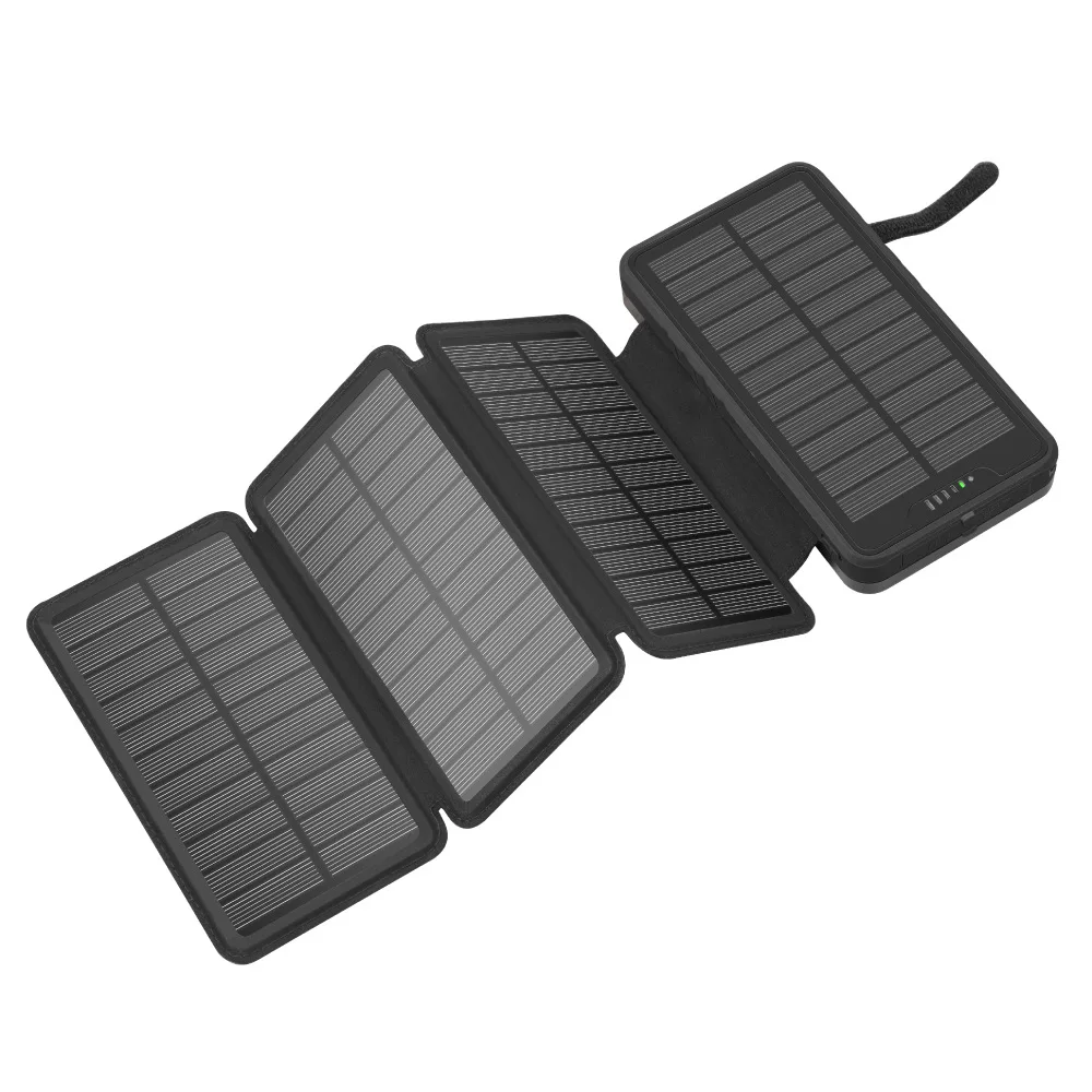 power bank 30000mah Foldable Solar Power Bank 20000mAh with 4 Solar Panel Charger LED Camping Light Waterproof Powerbank External Battery Power Bank powerbank 20000 Power Bank