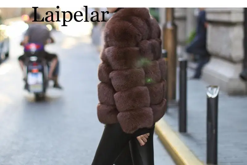 Laipelar Новое поступление женские зимние толстые пальто из настоящего меха лисы Меховая куртка лисица высокого качества пальто со стоячим верхняя одежда с воротником