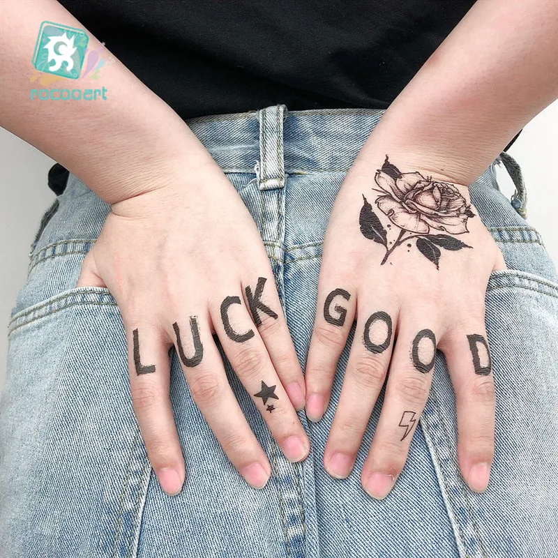 Rocooart Waterproof Temporary Tattoo Sticker Flower Rose Fake Tatto Flash Tatoo Hand Arm Foot Back body art for Girl Women Men