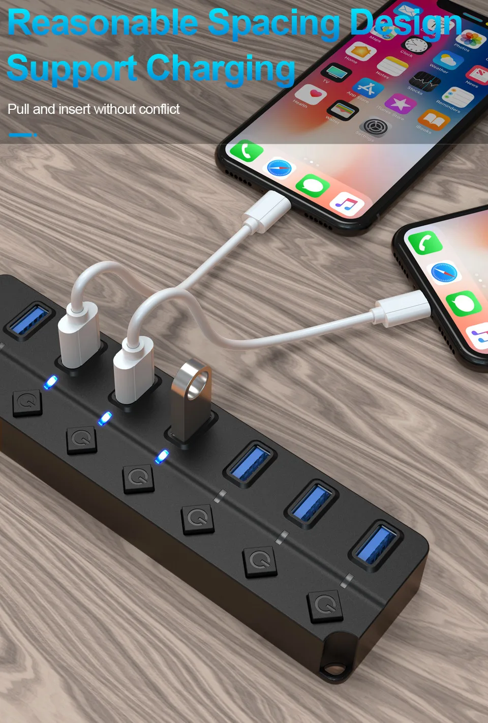 Acessórios para Computador 3.0 de Alta Velocidade ou 7 Portas Divisor on - Off Multi-laptop pc Hub Usb 3.0 4 5 High Quality Computador e Escritório