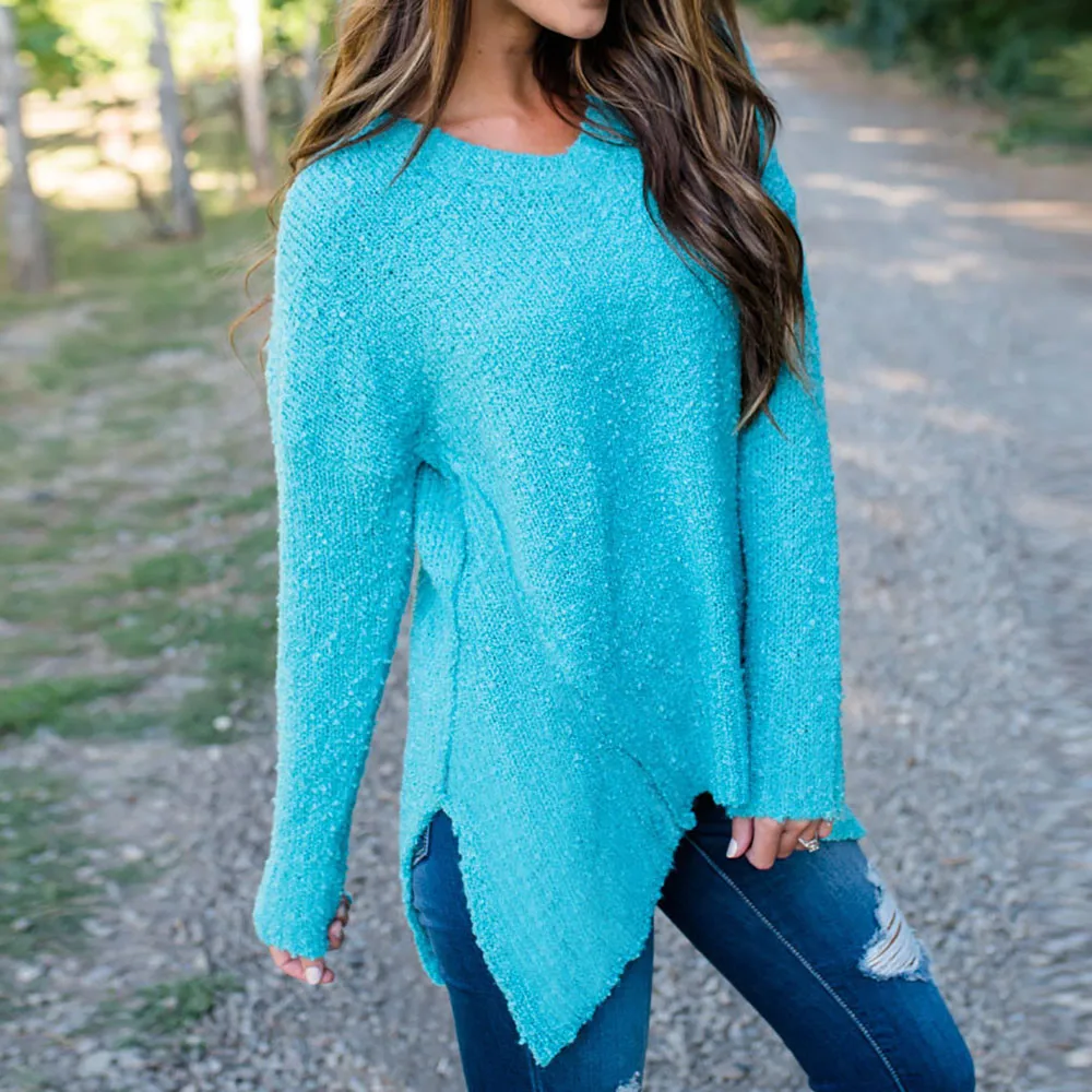 

Women Lady Faux Fur Solid V Neck Long Sleeve Warm Tops Blouse loose Casual Solid thin pullover Ladies winter sweaters 11.20