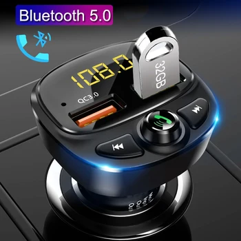 

JINSERTA FM modulator Bluetooth 5.0 Car MP3 Player Wireless FM transmitter QC3.0 Quick Charger TF U Disk Lossless music paly