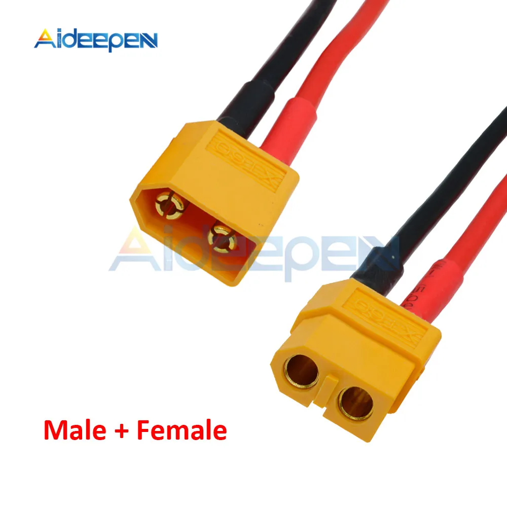 1PCS XT60 Connector Male W/Housing 10CM Silicon Wire 14AWG