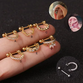 

Sellsets 1Pc 20g(0.8mm) Stainless Steel Barbell With Cz Hoop Cartilage Helix Daith Rook Lobe Earring Ear Piercing Jewelry