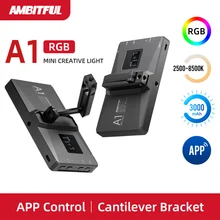 AMBITFUL – lumière vidéo A1 RGB 2500K-8500K, variable couleur, support en porte-à-faux avec application pour appareil photo DSLR, vlog Live