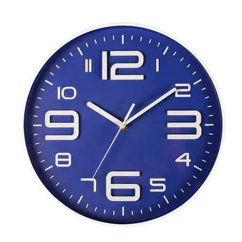

Indoor Big 3D Number Quartz Silent Non Ticking Wall Clock Quiet Movement Decorative Battery Operated 10 Inch Blue