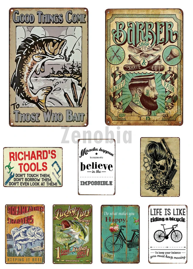 Fish Bait Tin Plate Fishing Vintage Metal Signs Retro Wild Nature Style Wall Poster For Family Bar Pub Club Home Decor | Дом и сад