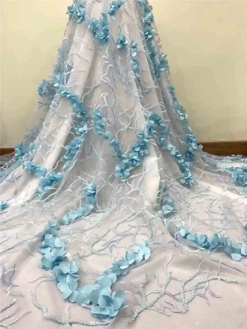 

2019 Newest African Lace Fabric Hand-Made Beaded lace French net Lace For Nigerian Wedding long Dress Win682v