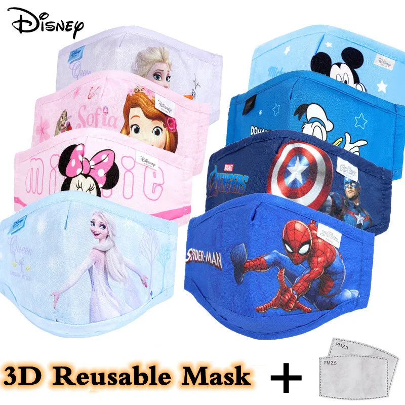 2pcs Disney Reusable Face Mask With Filters Adult Kids Marvel Spiderman Dust Proof Washable Mouth Protection Masks Unisex | Красота и